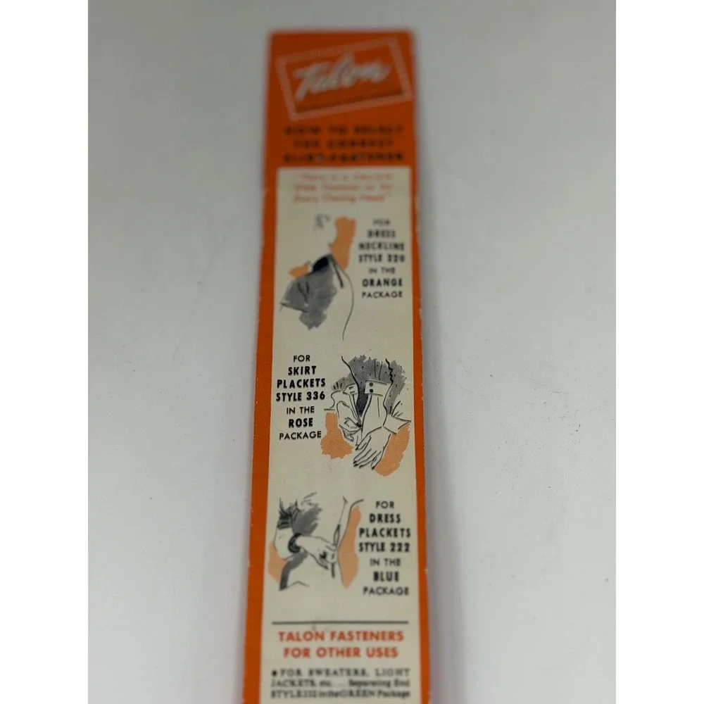 VTG Talon Zipper Rail Grey Style 220 Neck Opening Sewing Fastener 9 Inch NOS